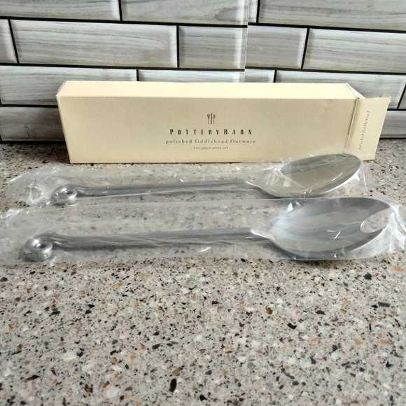 2-Pc. Discont'd Polished 18/8 Stainless FIDDLEHEAD Serving Set - Picture 5 of 5